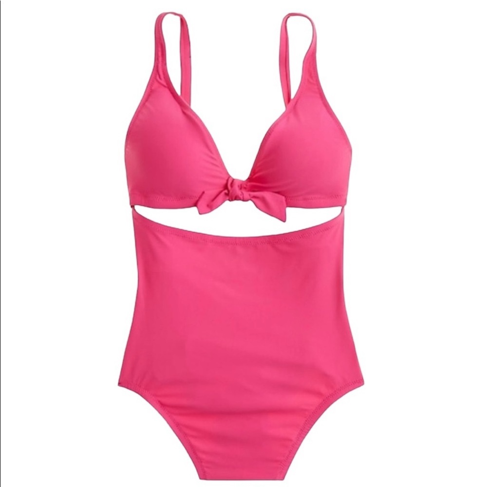 NWT J.Crew Tie-front Cutout One-piece Swimsuit size 0 Bathing suit swimwear